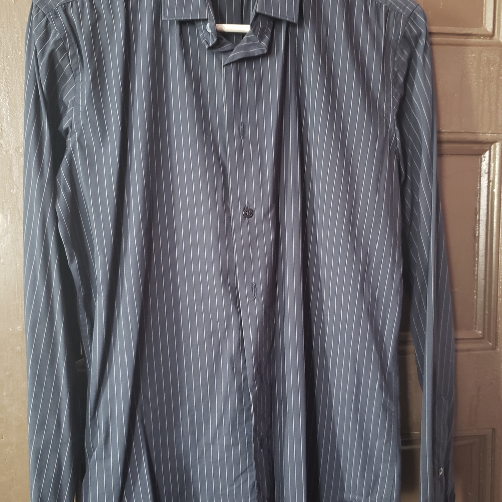 Zara Navy Pinstripe Dress Shirt